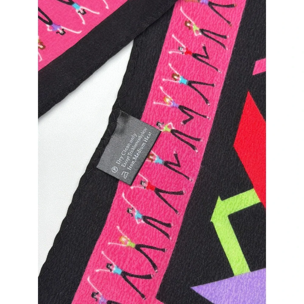 Creative Memories Silk Scarf Multicolor Geometric Lattice Figure Print 11x59‎